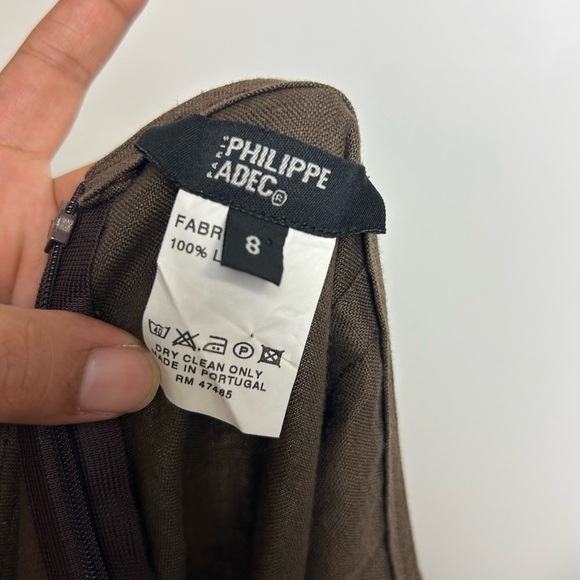 Philippe Adec Paris 100%linen Portugal made Sz 8 Pleated Ruffle Slit Maxi Skirt - Picture 8 of 13